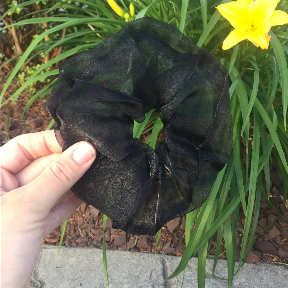 Black shimmery hair scrunchie